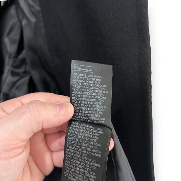 NWT & Other Stories Long Black Double Breasted Pea Coat Size 8 Wool Blend $259 - Picture 11 of 16